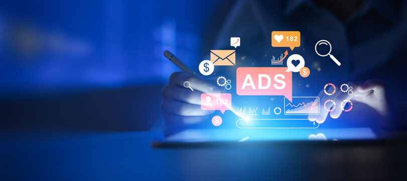 Online Ads Management Interface Illustrating Marketing Performance And Financial Results. - Powered by Adobe