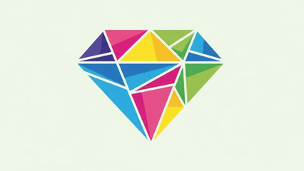 Colorful Diamond Heart Shape Illustration Isolated on White