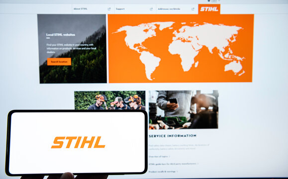 STIHL logo on smartphone infront of their website. Link&ouml;ping, &Ouml;sterg&ouml;tland, Sweden. 01-18-2026