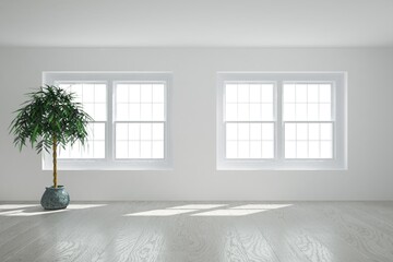 modern room with plant in flowerpot interior design. 3D illustration