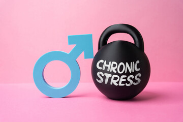 Chronic stress has a negative impact on men's health. Mental and physical wellbeing risks. Hormonal balance issues, fatigue and burnout. Modern lifestyle pressure, prevention awareness