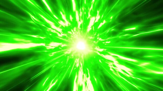緑色の炎、オーラの集中線のエフェクト背景の動画