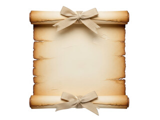 Fototapeta premium Antique scroll with bow ties isolated on transparent background