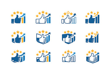 Fototapeta premium Logo Variations Grid. Impact of online reviews and customer feedback on trade. Icon set. Set Logo of impact of online reviews and customer feedback on trade: