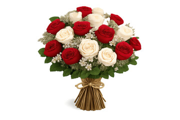 Fototapeta premium Red and white roses bouquet symbolizing love and celebration