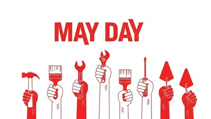 May day labor protest illustration