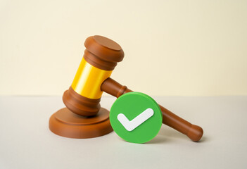 A positive court verdict. A good outcome of the trial. Justice served concept, legal victory and...