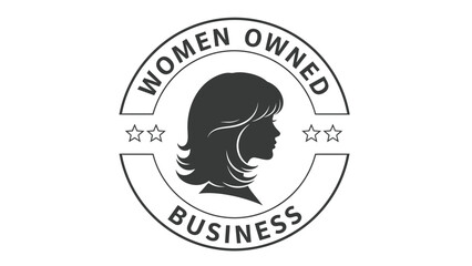 Official monochrome badge design recognizing a certified women owned business enterprise commitment to quality
