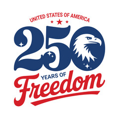 USA Independence 250 Years Freedom Handwritten Vector Illustration for posters, t-shirts, logos, or banners © T-Artist Studio