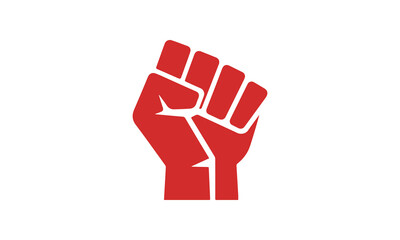 Fototapeta premium Black Raised Fist Strength and Solidarity Icon