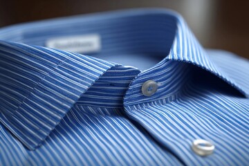 Close-up of stripped shirt with button detail