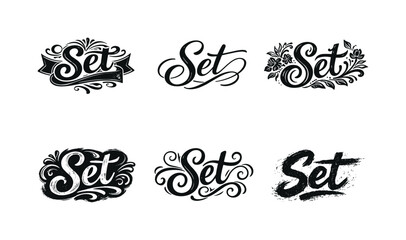 Vintage Calligraphy Artworks. vintage calligraphy ornaments set. Set lettering. harmonious lettering variations of the same emblematic concept, each with