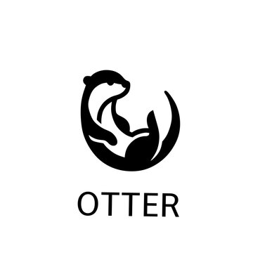 Minimalist Otter Logo Mascot Illustration in Circular Vector Style