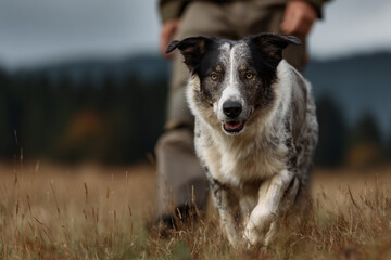 Fototapeta premium Person training their obedient Border Collie.
