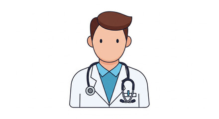 Fototapeta premium Professional doctor or medical practitioner avatar illustration, depicting a healthcare worker with a stethoscope, symbolizing medicine, health, and patient care services