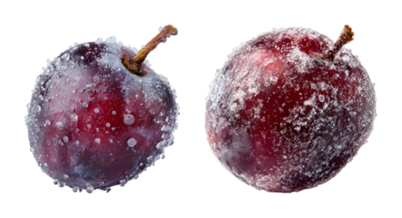 Fresh plum with water drop PNG set with isolated on transparent background