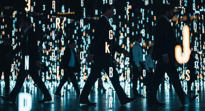 Smart City Concept With People Represented as Flowing Data