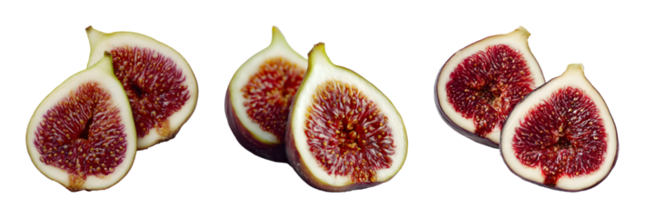 Fresh Fig Slices PNG set with isolated on transparent background
