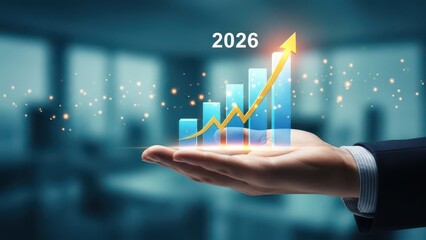 Business growth projection for 2026 showing increasing trends and financial success