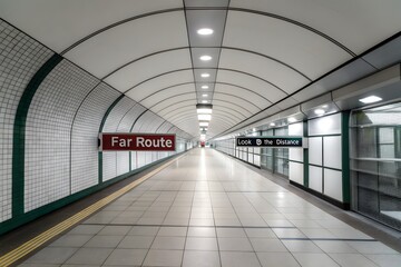 Fototapeta premium Long view corridor in a subway station