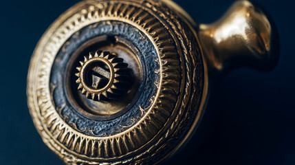 turned. Close-up of a vintage brass lock interior with a small gear being turned. real-estate listings, architecture portfolios, designed for interior renovation comparisons for interiors.