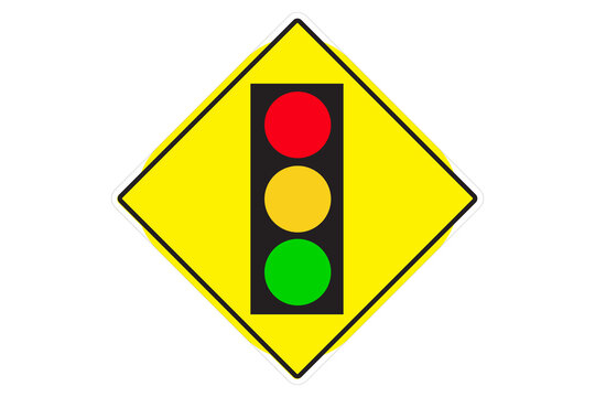 Warning sign for traffic light ahead