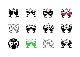 Fototapeta premium Party Drink Icons. party drinks. Icon set. Set Logo of party drinks: celebratory drink emblem. harmonious logo variations of the same emblematic concept, each