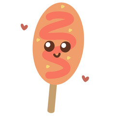 Cute Corn Dog Illustration with Ketchup