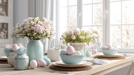 Elegant Easter table copy space