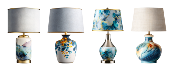 Luxurious table lamp collection with artistic design PNG set with isolated on transparent background