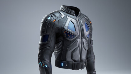 Naklejka premium Futuristic Armored Suit for Sci Fi Photography Studio Shot.