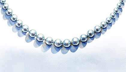 Obraz premium Elegant Pearl Necklace with Blue Tones in Close Up.