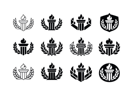 Political Ideologies Icon Set. The history of political ideologies and movements. Icon set. Set Logo of The history of political ideologies and movements: