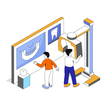 Conceptual isometric design illustration of panoramic x ray