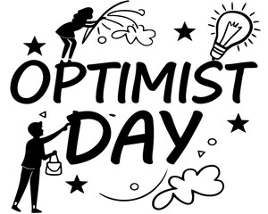 OPTIMIST DAY vector illustration isolated on white background
