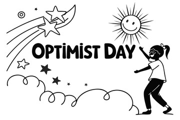 Optimist Day Vector Illustration, Positive Thinking and Optimism Concept Graphic