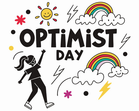 Positive Mindset Vector Illustration, Optimist Day Motivation and Self-Belief Design