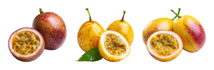 Vibrant Passion Fruit Collection PNG set with isolated on transparent background