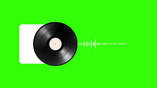 animated vinyl record with audio visualizer on transparent background