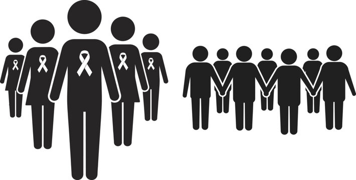 A collection of people icons symbolizing unity and support for health awareness causes