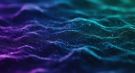 A mesmerizing abstract digital artwork with glowing purple and blue waves