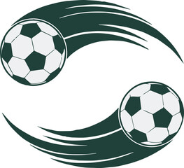 Naklejka premium soccer icon dual balls motion swoosh sport badge vector