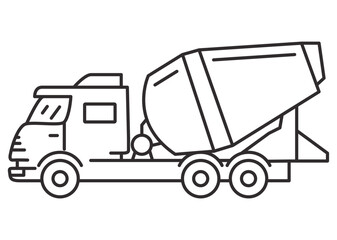 Vehicles freight transportation.Isolated flat vector.Industrial transport..Concrete mixer truck.Construction equipment. Tipper car side view.Commercial truck.