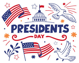 Presidents Day USA Vector Graphic, National Holiday and American History Concept
