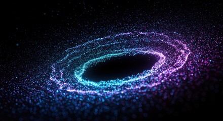 A mesmerizing swirling pattern of blue and pink dots forming a spiral shape on a black background