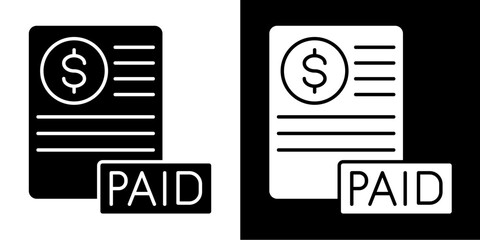 Paid Icon Set White Glyph Style Collection