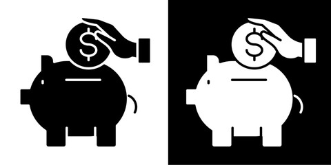 Savings Icon Set White Glyph Style Collection