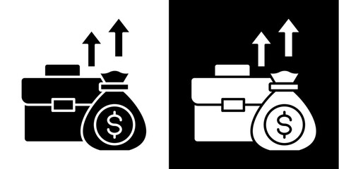 Profit Icon Set White Glyph Style Collection