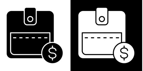 Wallet Icon Set White Glyph Style Collection