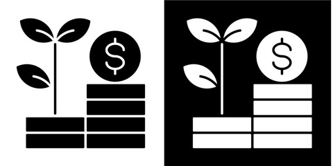 Growth Icon Set White Glyph Style Collection